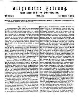 Allgemeine Zeitung Montag 30. März 1818