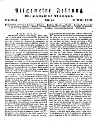 Allgemeine Zeitung Dienstag 31. März 1818