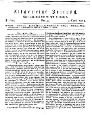 Allgemeine Zeitung Freitag 3. April 1818