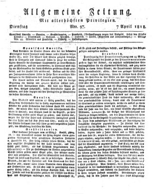 Allgemeine Zeitung Dienstag 7. April 1818