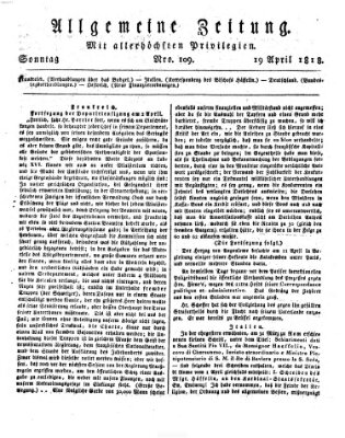 Allgemeine Zeitung Sonntag 19. April 1818