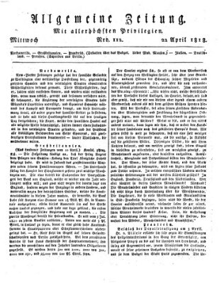 Allgemeine Zeitung Mittwoch 22. April 1818