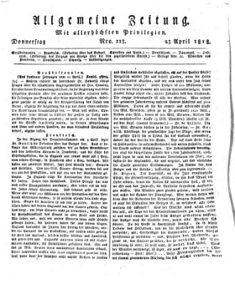 Allgemeine Zeitung Donnerstag 23. April 1818