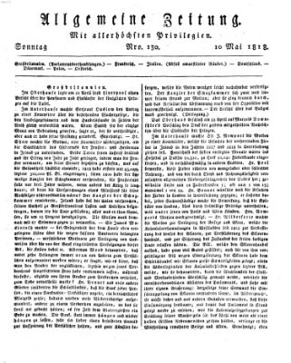Allgemeine Zeitung Sonntag 10. Mai 1818