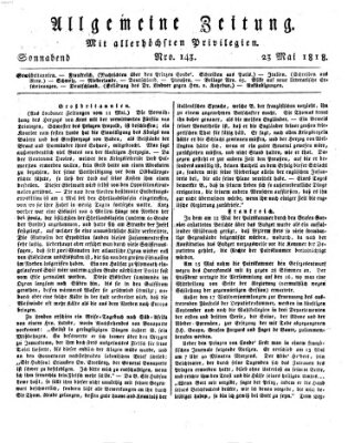 Allgemeine Zeitung Samstag 23. Mai 1818