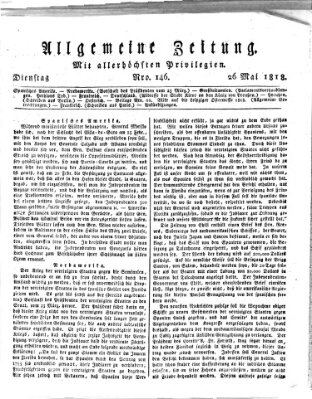 Allgemeine Zeitung Dienstag 26. Mai 1818