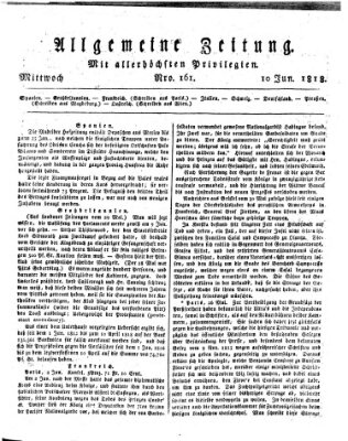 Allgemeine Zeitung Mittwoch 10. Juni 1818