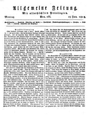 Allgemeine Zeitung Montag 15. Juni 1818