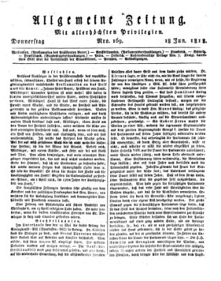 Allgemeine Zeitung Donnerstag 18. Juni 1818