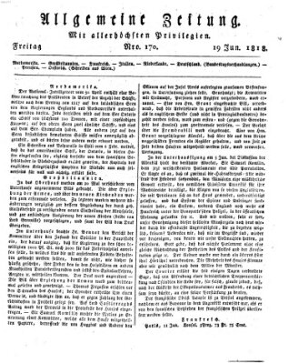 Allgemeine Zeitung Freitag 19. Juni 1818