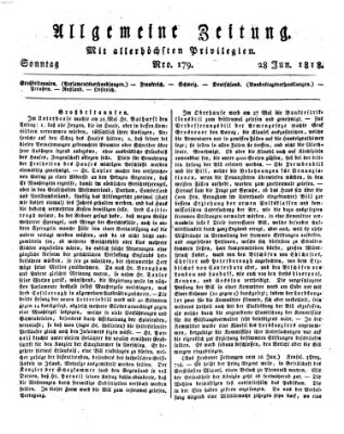 Allgemeine Zeitung Sonntag 28. Juni 1818