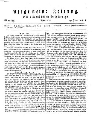 Allgemeine Zeitung Montag 29. Juni 1818