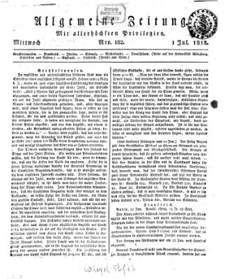 Allgemeine Zeitung Mittwoch 1. Juli 1818