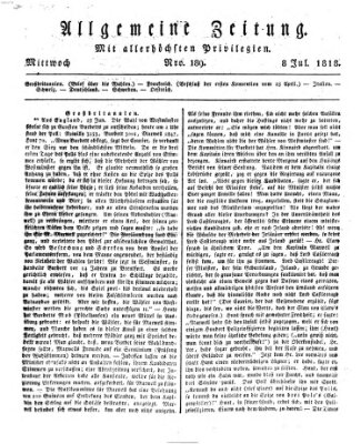 Allgemeine Zeitung Mittwoch 8. Juli 1818