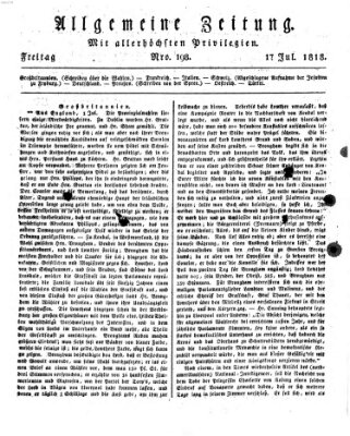 Allgemeine Zeitung Freitag 17. Juli 1818