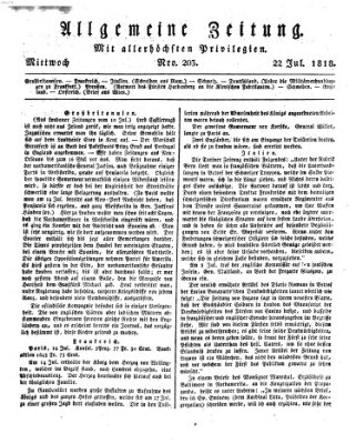 Allgemeine Zeitung Mittwoch 22. Juli 1818