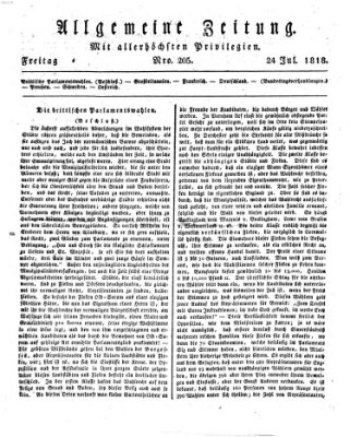 Allgemeine Zeitung Freitag 24. Juli 1818