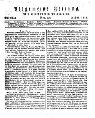 Allgemeine Zeitung Dienstag 28. Juli 1818