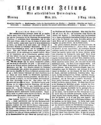 Allgemeine Zeitung Montag 3. August 1818