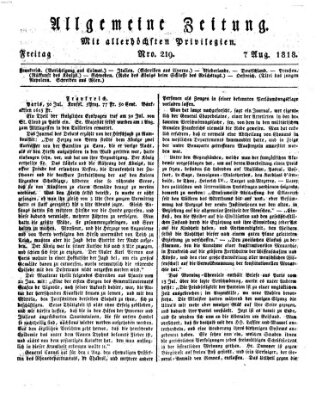 Allgemeine Zeitung Freitag 7. August 1818