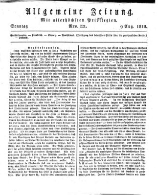 Allgemeine Zeitung Sonntag 9. August 1818