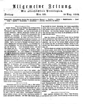 Allgemeine Zeitung Freitag 14. August 1818