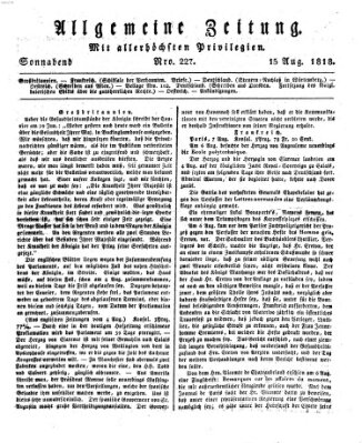 Allgemeine Zeitung Samstag 15. August 1818