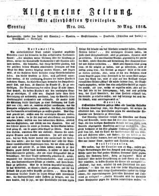 Allgemeine Zeitung Sonntag 30. August 1818