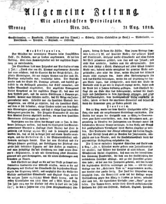 Allgemeine Zeitung Montag 31. August 1818