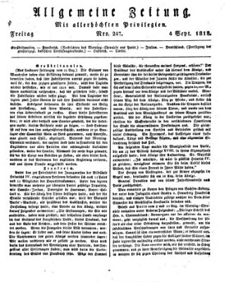 Allgemeine Zeitung Freitag 4. September 1818