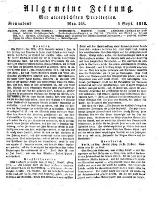 Allgemeine Zeitung Samstag 5. September 1818