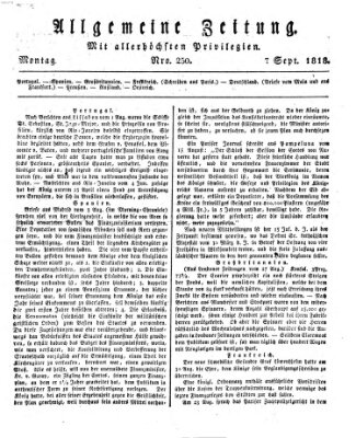 Allgemeine Zeitung Montag 7. September 1818