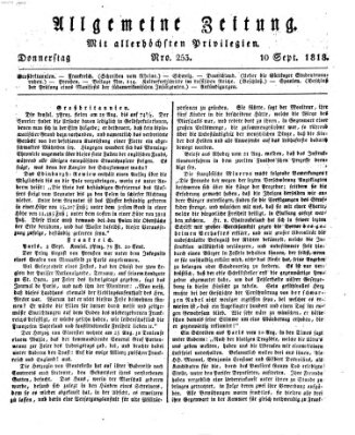Allgemeine Zeitung Thursday 10. September 1818