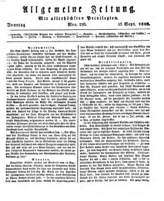 Allgemeine Zeitung Sonntag 13. September 1818