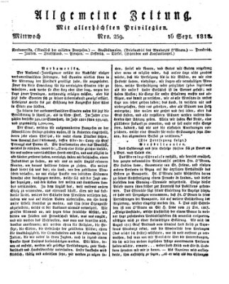 Allgemeine Zeitung Mittwoch 16. September 1818