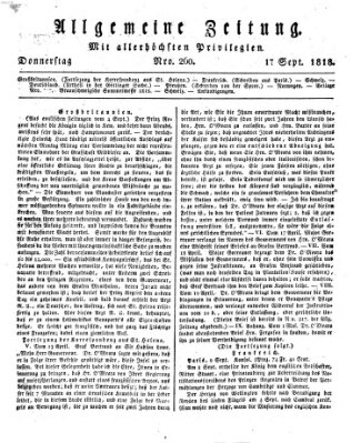 Allgemeine Zeitung Donnerstag 17. September 1818