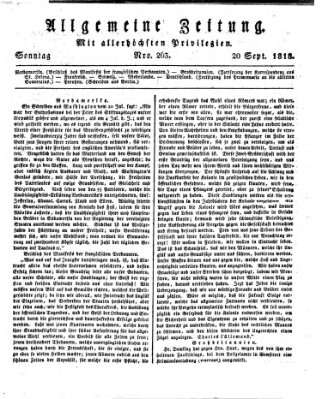 Allgemeine Zeitung Sonntag 20. September 1818