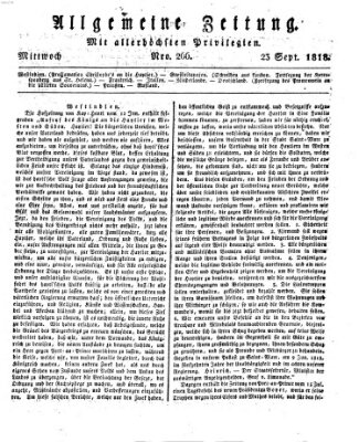 Allgemeine Zeitung Mittwoch 23. September 1818