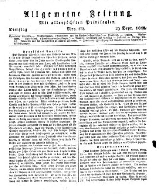 Allgemeine Zeitung Dienstag 29. September 1818