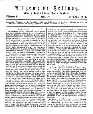 Allgemeine Zeitung Mittwoch 30. September 1818