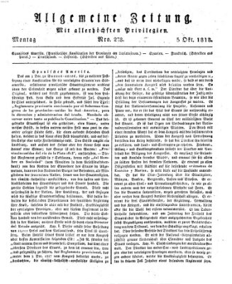 Allgemeine Zeitung Montag 5. Oktober 1818