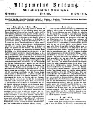 Allgemeine Zeitung Sonntag 11. Oktober 1818