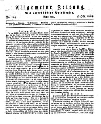 Allgemeine Zeitung Freitag 16. Oktober 1818