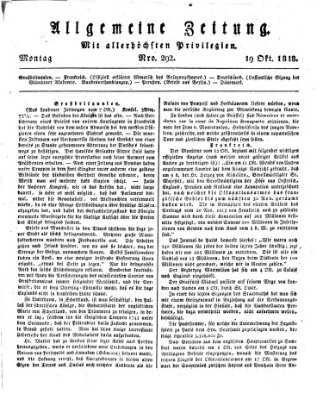 Allgemeine Zeitung Montag 19. Oktober 1818