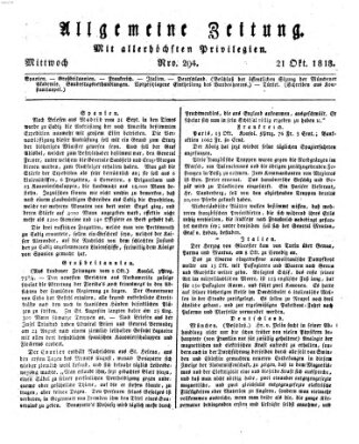 Allgemeine Zeitung Mittwoch 21. Oktober 1818