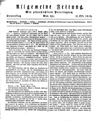 Allgemeine Zeitung Donnerstag 22. Oktober 1818