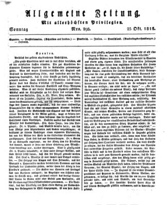 Allgemeine Zeitung Sonntag 25. Oktober 1818