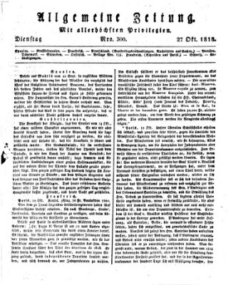 Allgemeine Zeitung Dienstag 27. Oktober 1818