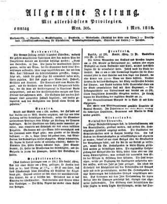 Allgemeine Zeitung Sonntag 1. November 1818