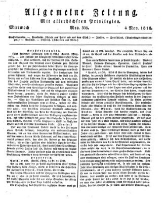 Allgemeine Zeitung Mittwoch 4. November 1818